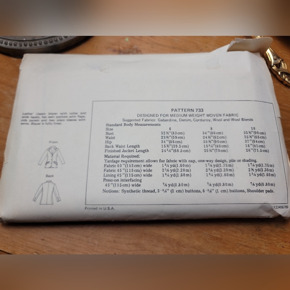 Kwik Sew 1970s Blazer Patter - Picture 3 of 7